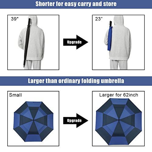 Image of G4Free 62 inch Portable Golf Umbrella Automatic Open Large Oversize Vented Double Canopy Windproof Waterproof Sport Umbrellas