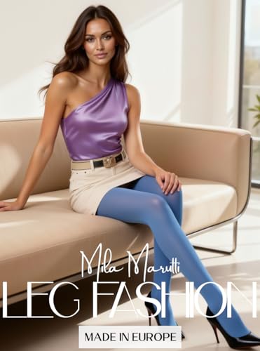 Image of Mila Marutti Opaque Light Blue Tights for Women | Soft Microfiber Stockings Baby Blue Pantyhose - Light Blue, S