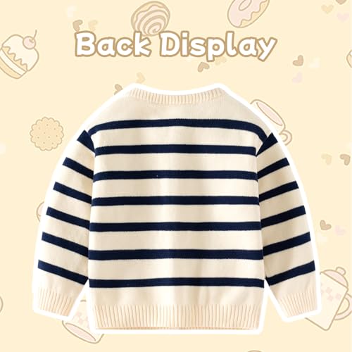 Winmany Toddler Cardigan Sweater Kids Striped Knit Button Down Sweater with Heart Pocket, Soft Cotton Cardigan for Girls Boys2