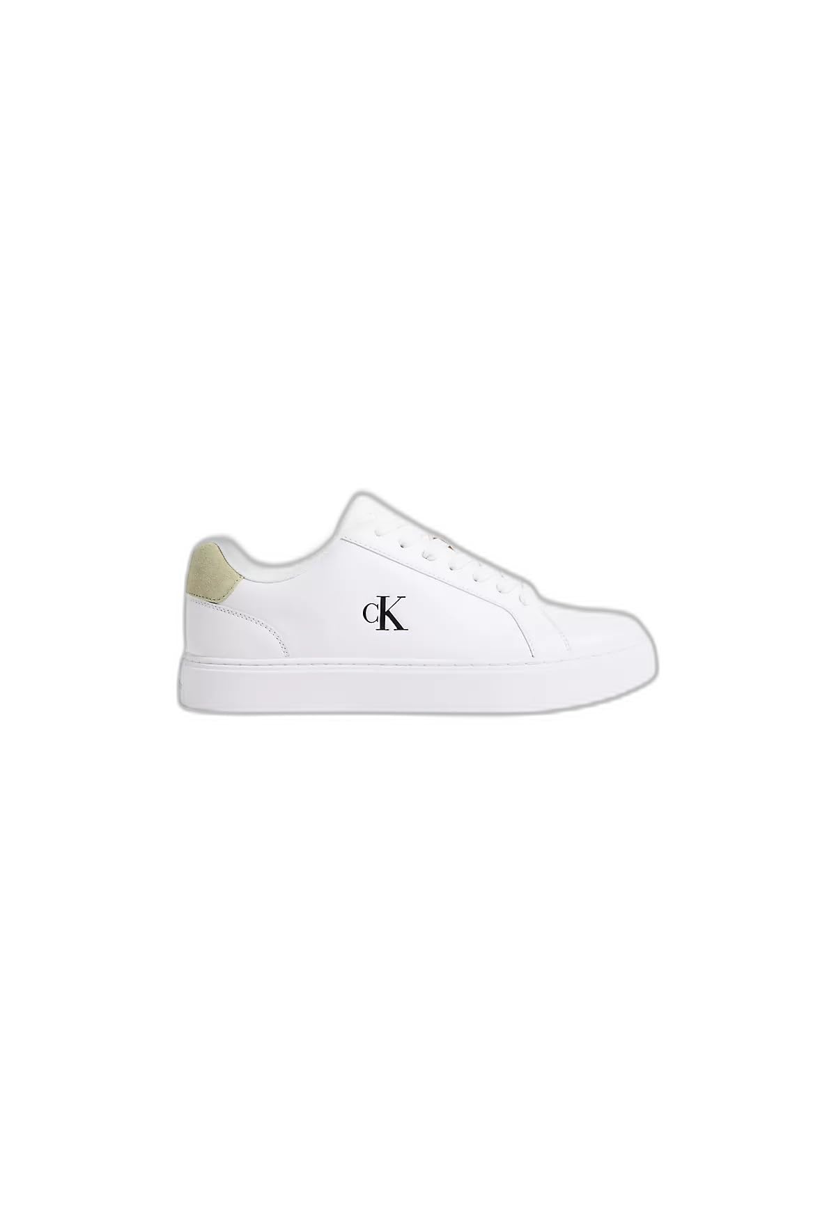 Calvin Klein Herren Cupsole Sneaker Classic Laceup aus Leder, Weiß (Bright White/Sage Green), 42