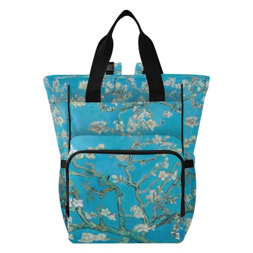 Diaper Bag Backpack，Large Travel Essentials Baby Bag，Maternity Nappy Bag Multi-functional Parents' Back Pack Unisex Almond Blossom