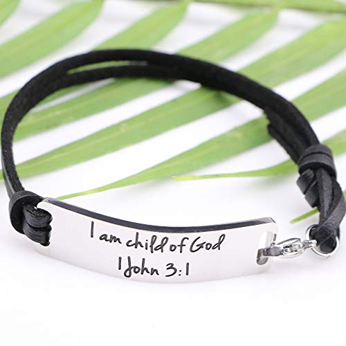 Yiyang I Am Child Of God Leather Bracelet For Women Men Teen Girls Religious Faith Comformation Gifts For Women Christian Christmas Halloween Gifts For Girls Family Friends #TOP1