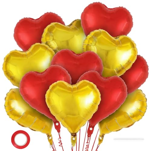 Image of 12 Pcs Colorful Heart Balloons,18 Inch Heart Foil Balloons Love Balloon Valentine Balloon for Birthday Party Wedding Engagement Party Baby Shower Valentine Day Decorations