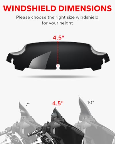 Image of Amazicha Black 4.5 inch Wave Windshield Windscreen Compatible for Harley Davidson Touring Electra Glide Street Glide 2014 2015 2016 2017 2018 2019 2020 2021 2022 2023