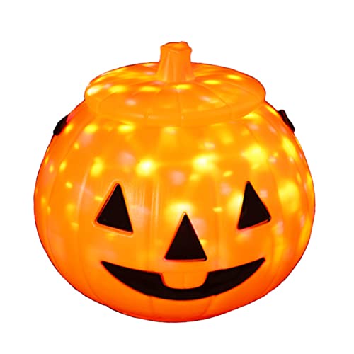 Boxwizard Halloween Süßigkeiten Halter Topf kleine tragbare Kürbis Eimer für Kinder mit LED Lichtern Sound Korb Griff Party Dekoration Cover
