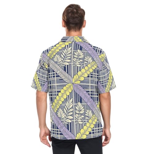 Chemise hawaïenne violette avec motif Palaka Pua Kalaunu unique et coupe boutonnée - 7
