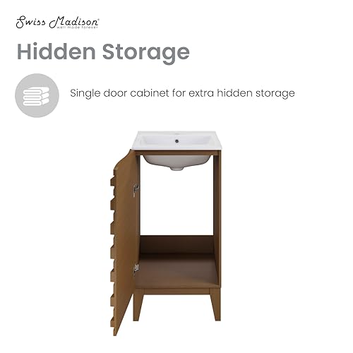 Image of Swiss Madison Cascade 18 inch Bathroom Vanity in Brown Oak