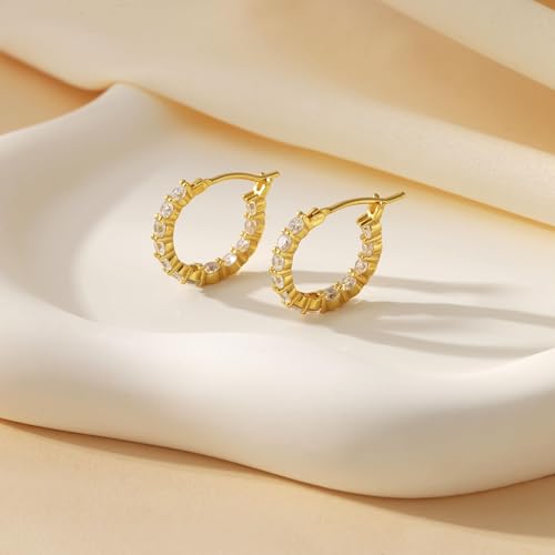 14K Gold-plated Cubic Zirconia Women's Earrings | Elegant Cubic Zirconia Gemstone Earrings with Inner Buttons4