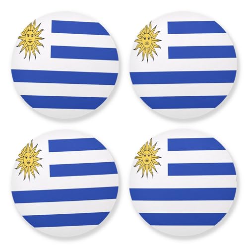 Lot de 4 sous-verres esthétiques en liège avec motif drapeau Uruguay pour décoration de maison, bar ou bureau