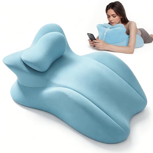 cjc Memory Foam Wedge Pillow Ergonomic 27° Support Cushion for Back,Waist and Neck,Bed Reading Pillow for Sleeping Prone Pillow with Removable Cover (Blue)