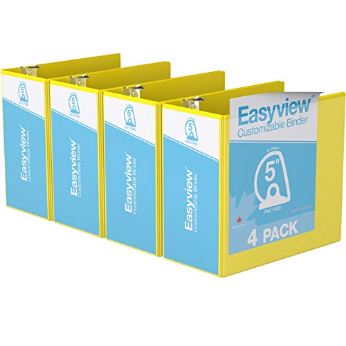 Easyview Premium, Angle D Ring, Customizable, View Binder, 4 Pack (5
