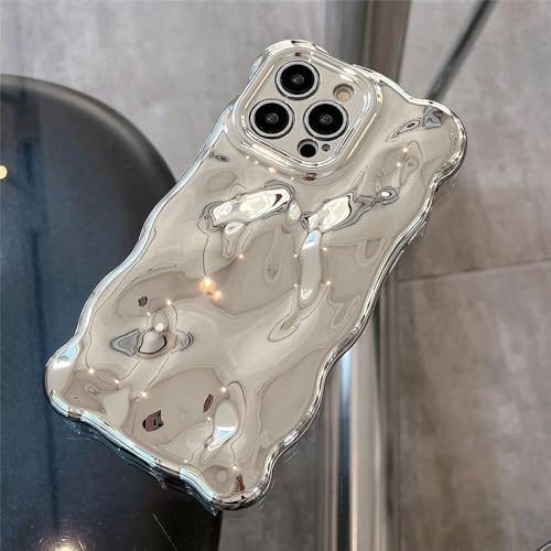 Coque de protection souple pour iPhone 15 Pro argentée à bords ondulés