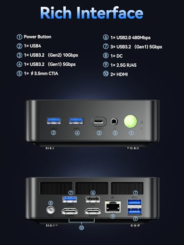 Image of GMKtec Mini PC K17 with Intel Core Ultra 226V (97TOPS) Intel Arc 130V | 16GB Samsung LPDDR5X 8533 MT /s 512GB PCIe 4.0 SSD, i226V 2.5G RJ45 / WiF6E BT5.2 / USB4.0 Mini Gaming Computer