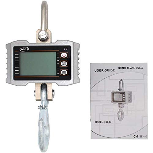 Idili 2200Lbs Digital Crane Scale, High Precision Ocs-S 1000Kg Aluminum Industrial Scales Heavy Duty Compact Hanging Scale Hoists Scale 0.5Kg (Ocs-S Silver) #TOP5