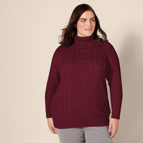 Image of Amazon Essentials Women's Long Sleeve Fisherman Cable Knit Turtleneck Sweater (Available in Plus Size)