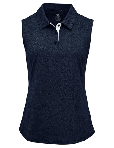 Image of BGOWATU Women's Golf Shirts Sleeveless Polo Shirts Collared 3 Buttons Tennis Tank Tops UV Protection Quick Dry