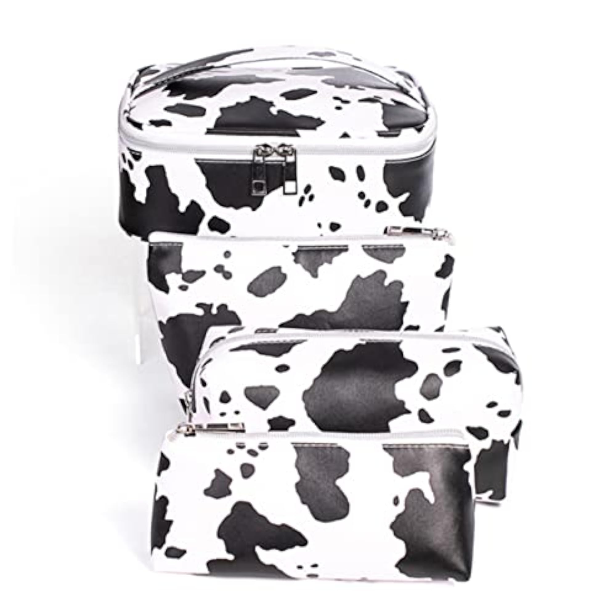 16 Pcs Cow Pattern Cosmetic Bag Travel Makeup Set