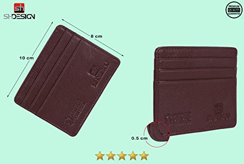 Image of SHDESIGN Harry Brown Credit /Debit /ATM Card Holder Small Slim Minimalist Front Pocket Genuine Leather Wallets for Men /Women