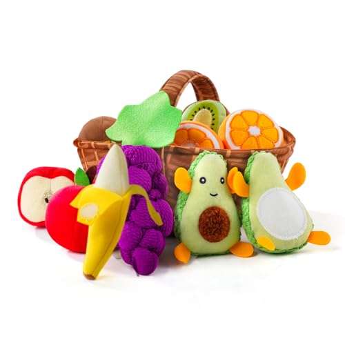 Image of Play Food for Toddler 1-3, Plush Pretend Food Set with Sorting Fruit Basket, Baby Sensory Toys 6-12 Months, Montessori Learning Early Educational Toy for Infants, Gifts for 1 Year Old Boy Girl