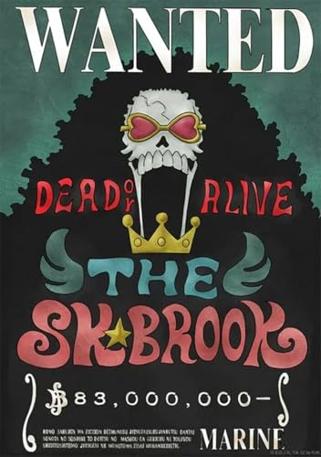 BUY ART FOR LESS Officially Licensed One Piece - Wanted The Brook 24 x 36 Inch Art Poster - Decorative Print - Poster Paper - Ready to Frame