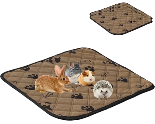 heatcozy 洗えるペットシーツ おしっこパッド 繰り返し使える ペットマット 介護シーツ うさぎ モルモット 小動物用 四重構造 超吸収 速乾 漏れ防止 滑り止め 洗濯機で丸洗い 四季通用 (ブラウン, 30x30CM 2枚セット)