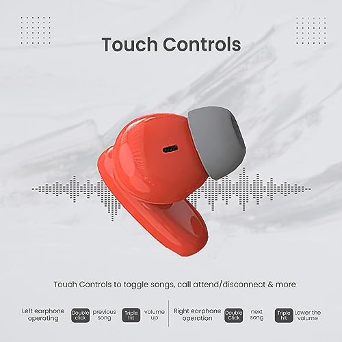 Image of VARNI Big-B Earbuds with 80Hrs Playtime,Touch Control, Lighting Fast Charging,IPX5 Bluetooth Headset (Black, True Wireless) (Red)