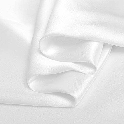 Natural White 100% Pure Silk Fabric Solid Color Charmeuse Fabrics By The Pre-Cut 1 Yard For Sewing Width 44 Inch #TOP4