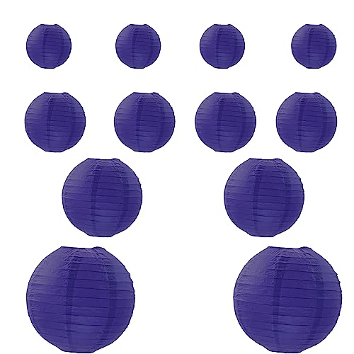 Vastsea 12 Pezzi Palla di Carta Lanterna, Lanterna di Carta Rosso, Decorazione Lanterna, Applica a per Decorazione di Matrimonio, Casa, Natale, Feste Ecc(Blu)