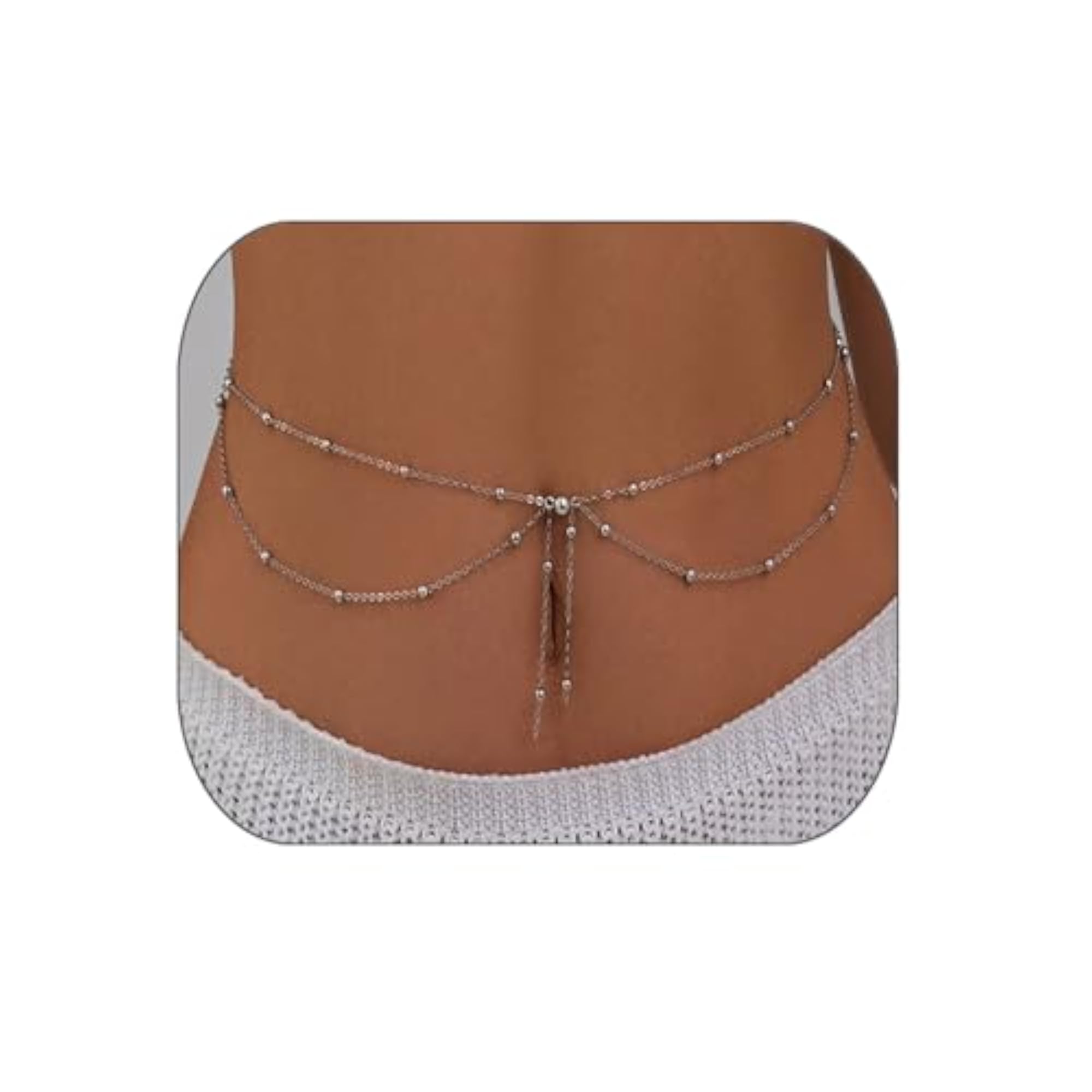 Women's Double-Layer Tassel Beads Body Chain, Premium Beach Waist Chain