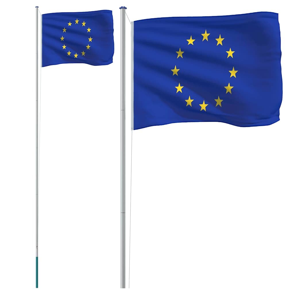 Genérico Mástil y Bandera de Europa Aluminio 6,23 m,Casa y jardín,Decoración,Banderas y Mangas de viento-3147114