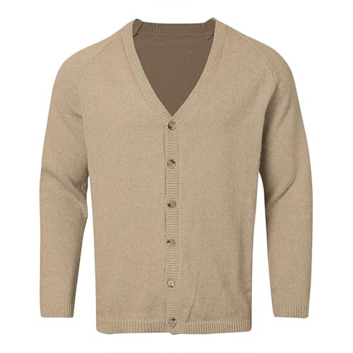 Pull en tricot pour homme col en V manches longues boutonné vintage