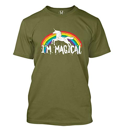 I'm Magical - Rainbow Unicorn Magic Men's T-Shirt (Olive, Large)