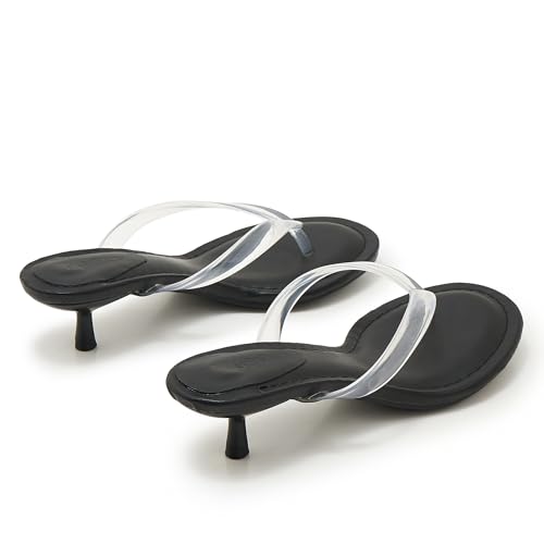Image of Kitten Heel Thong Sandals for Women Slip-on Low Heeled Sandal Fashion Summer Flip Flops Heels