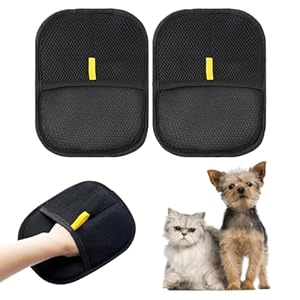 2 PCS Pet Grooming Gloves, Pet Grooming Gloves, Cat Grooming Glove for Dogs, Static Removal Gloves Pet Hair Reusable Pet Hair Remover Gloves Stitchy Quick Clothing Fixer