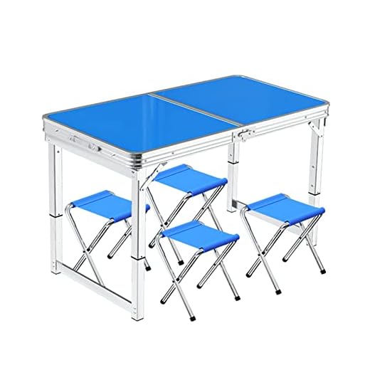 Hopfällbart campingbord med stolar, hopfällbart ram i aluminiumlegering med 4 stolar i ett set Camping picknickbord för grillning/resor/utflykt