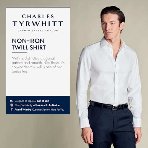 Shirts for Men – White Twill Non-Iron Formal Dress Shirt – Long Sleeve Cotton Shirt2