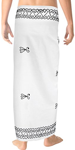 LA LEELA Men's Casual Embroidery Beach Lava Lava Cover-Up Summer Long Swimwear Sarongs for Men Beachwear Vacation Sulu Pareo Wrap One Size Pearl3
