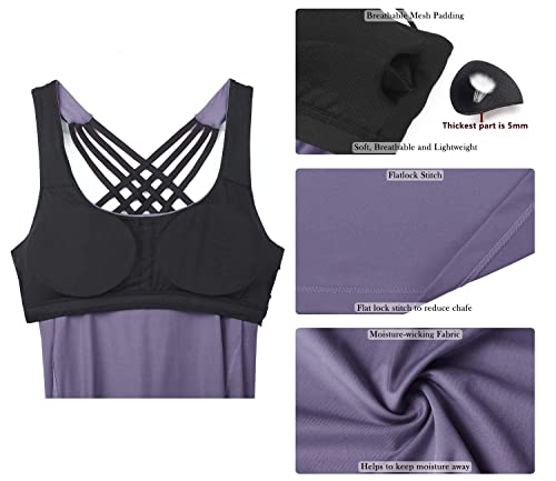 Image of icyzone Women's Open Back Workout Athletic Yoga Tank Tops with Built in Bra