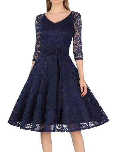 Robe de cocktail YesFashion en dentelle fine et coupe raffinée