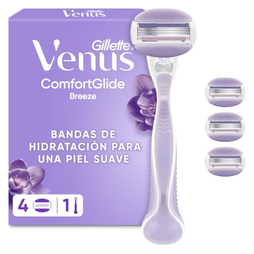 Gillette Venus ComfortGlide Breeze Máquinilla de Afeitar Mujer, 4 Recambios