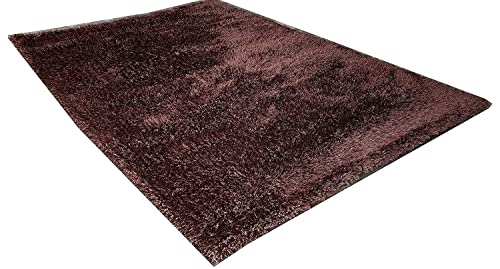 Image of Hand Woven Plain Shagg Collection with 2 Inch Pile Height Carpet for Living Room Size 2x8 Feet Coular Brown