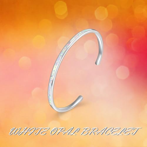 WINNICACA Bracelet for Women Opal Bracelet 925 Sterling Silver Opal Cuff Bangle Bracelets Inspirational Fine Jewelry Gifts for Women Her Wife Mom Daughter Anniversary Birthday Gifts3