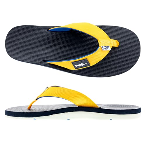 Scott Hawaii Men's Hanapa'a Sandal | Fish Flag Design | Neoprene Lined Strap | Molded Outsole With Arch Suport And Heel Cup | Non-marking No-slip | Marine And Boat Friendly Flip Flop