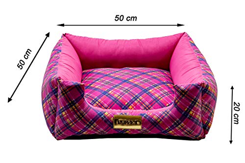 Cama Luxo Para Cachorro Luppet Pequeno Porte até 5kg Rosa Xadrez M