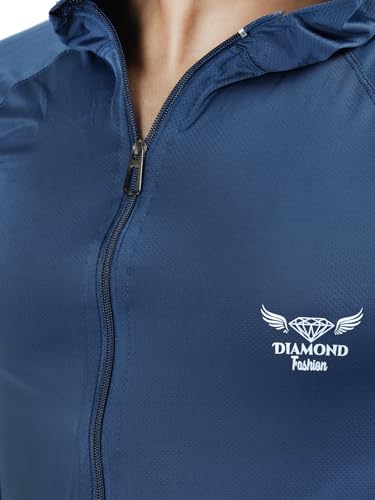 Image of Diamond Fashion Men's Gym Hoodie Jacket | Lightweight Stretchable Activewear for Workout, Running & Fitness | Quick Dry Full Zip Sports Hoodie for Men