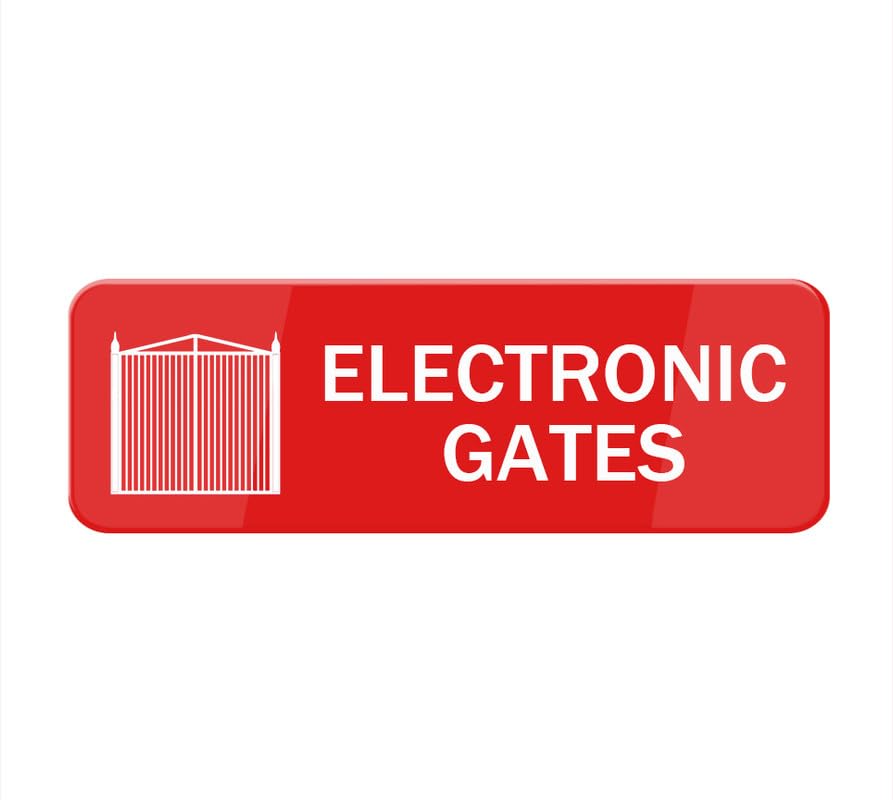 Electronic Gates Sign Stickers 10X3 Inch Acrylic Plaque With Strong Adhesives For Door Office Business Outdoor White Letters