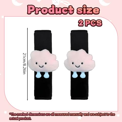 Gurtpolster Kinder, Weiches Gurtpolster Auto mit Pinken Wolken, Gurtschutz Kinder Auto, Einfache Montage mit Klettverschluss, Ideal für Autosicherheitsgurte Und Schultergurte