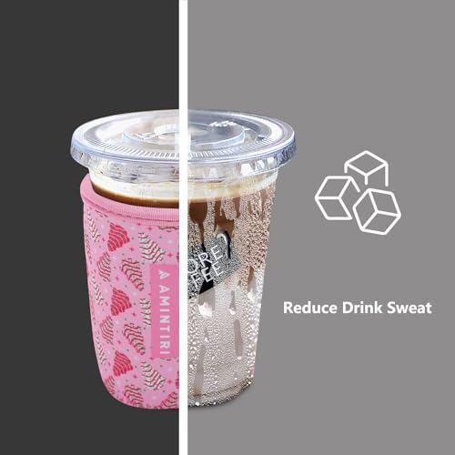Image of 3 Pack Reusable Neoprene Sleeve for Iced & Hot Drinks, Compatible with Starbucks & Dunkin' Coffee Cup. (Pink Cake)