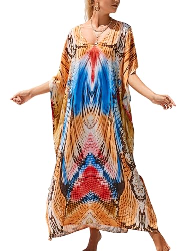 Image of Kaftan Dresses for Women Plus Size Bathing Suit Cover up Caftan Maxi Beach Dresses