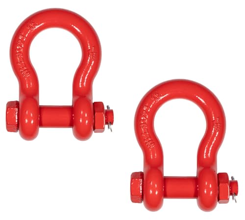Mytee Products 2 Pack 1-1/8" Anchor Shackle Forged Carbon Steel w/Safety Screw Pin Load Limit 19,000 lbs, Double Rust Protection Heavy Duty D Ring Bolt Type Shackle for Towing, Rigging